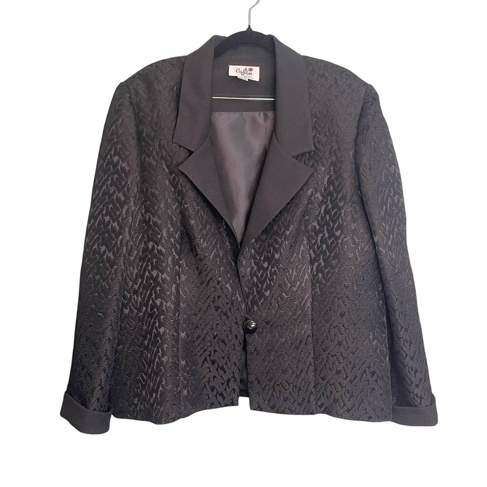 Vintage Caron Blazer Jacket 18 Black Business Professional Work Career Office